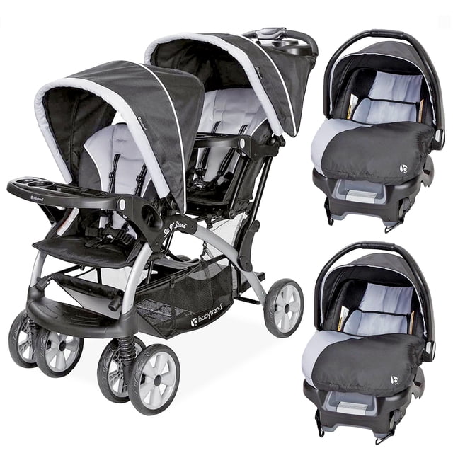 Baby Trend Double Stroller w/ Infant Car Seats, Sit N' Stand & Ally 35, Stormy, Combo