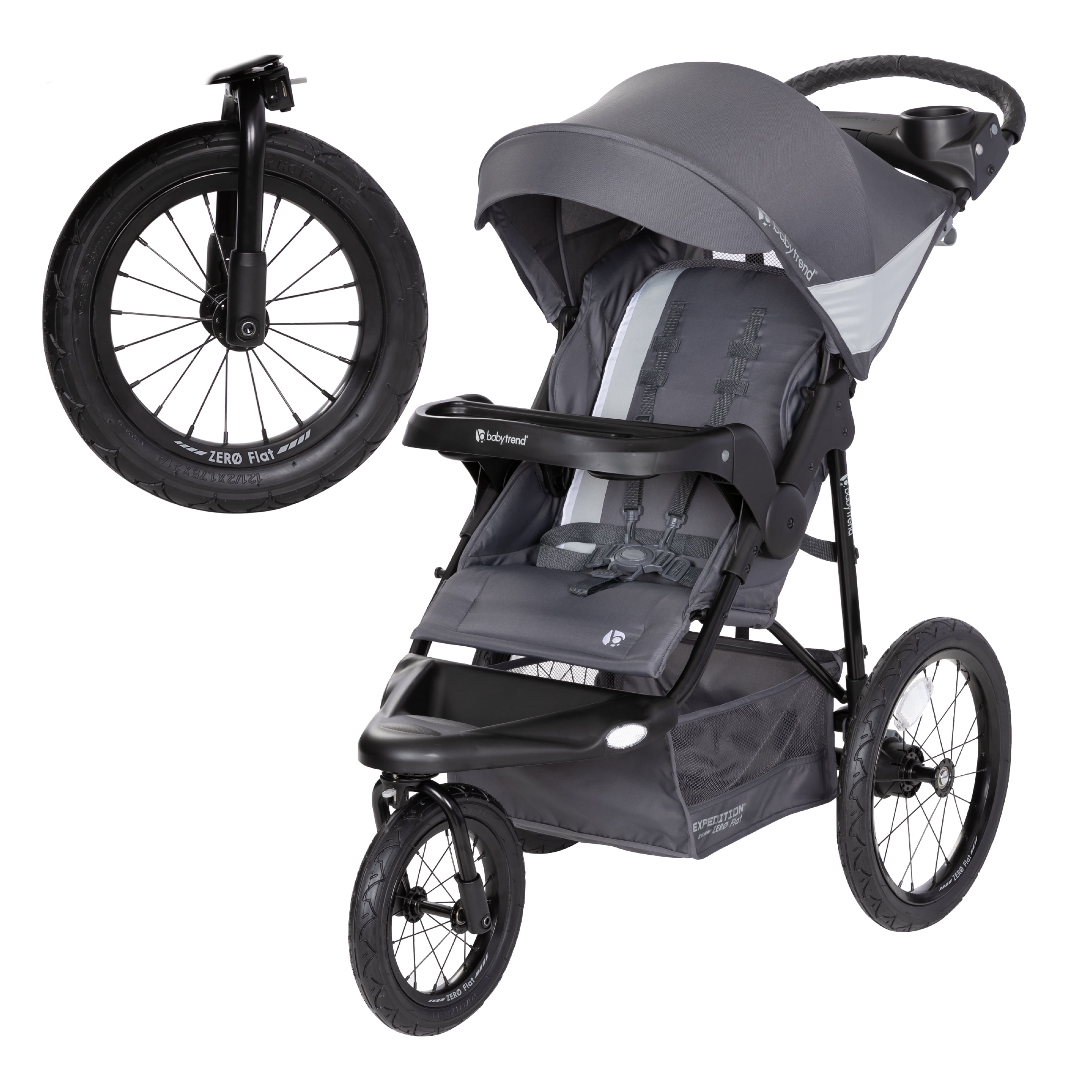 Dash Grey All-Terrain Jogging Stroller with LED Safety Lights