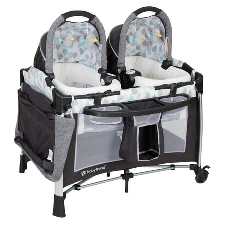 Baby Trend Go-Lite Twins Nursery Center Playard with Bassinet and Travel Bag - Drip Drop Blue - Blue, Unisex