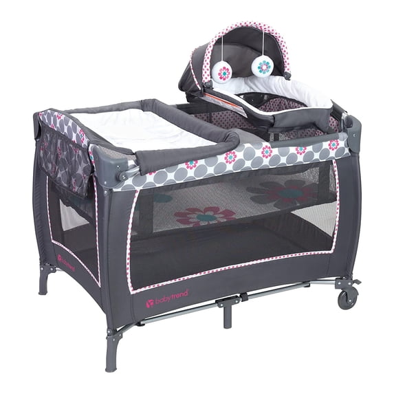 Baby Trend Lil Snooze Deluxe II Nursery Center Playard, Daisy Dots Pink