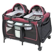Baby Trend Lil Snooze Deluxe III Nursery Center Playard for Twins with Travel Bag, Cozy Berry