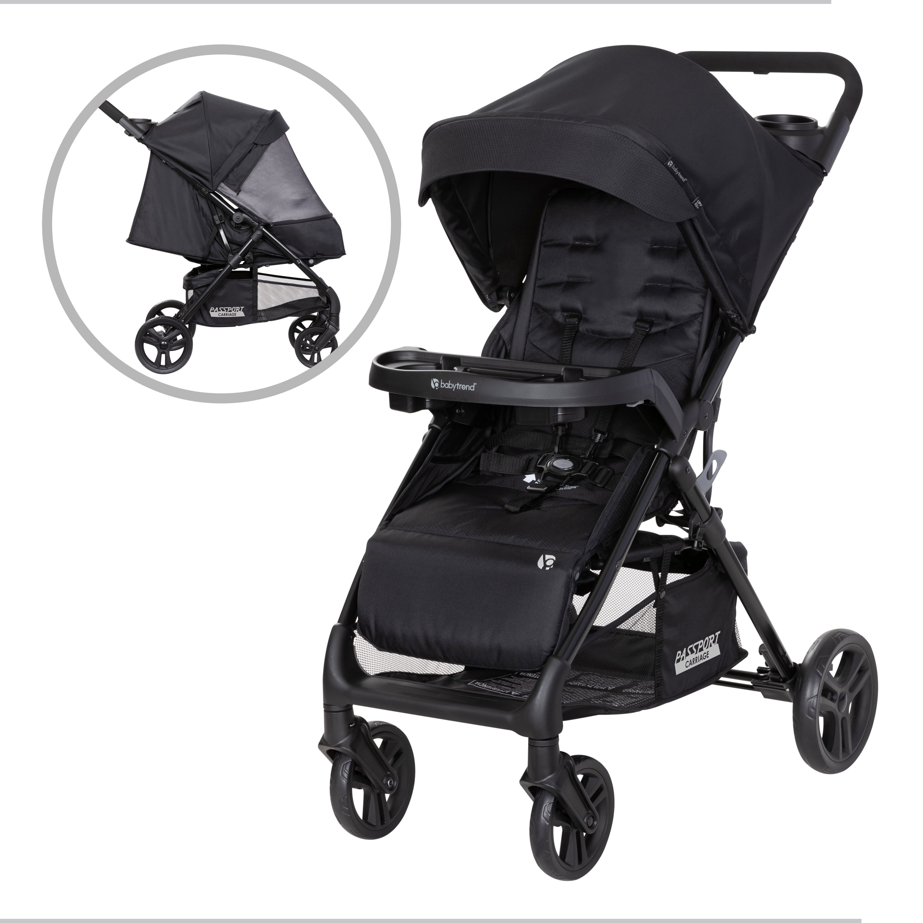Ultra Black Comfort Cabin Bassinet Stroller with Mesh Cover