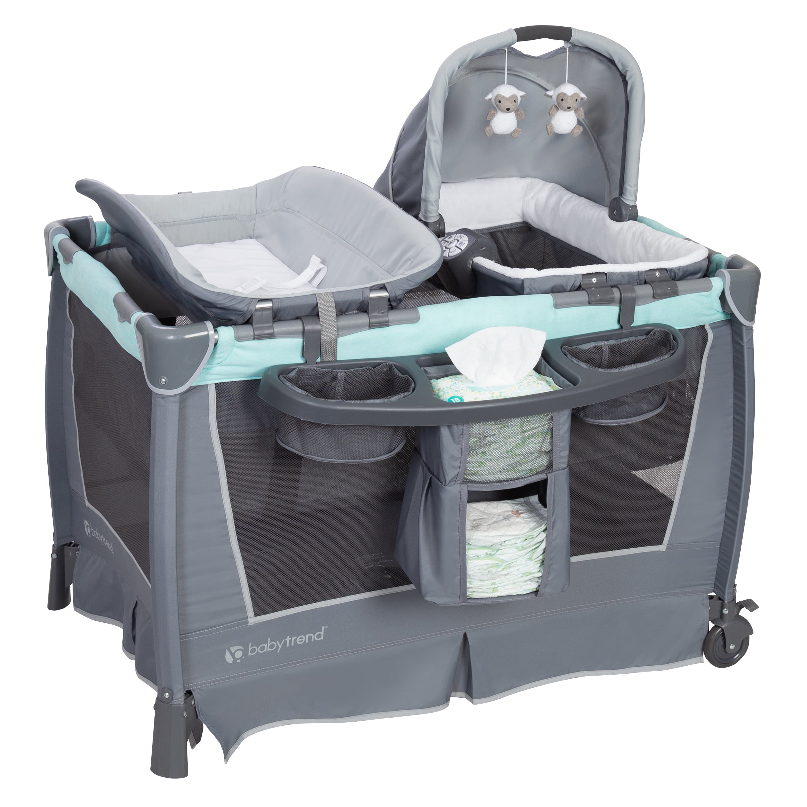 Baby Trend Retreat Nursery Center Playard with Bassinet and Travel Bag Hint of Mint Green Green Walmart