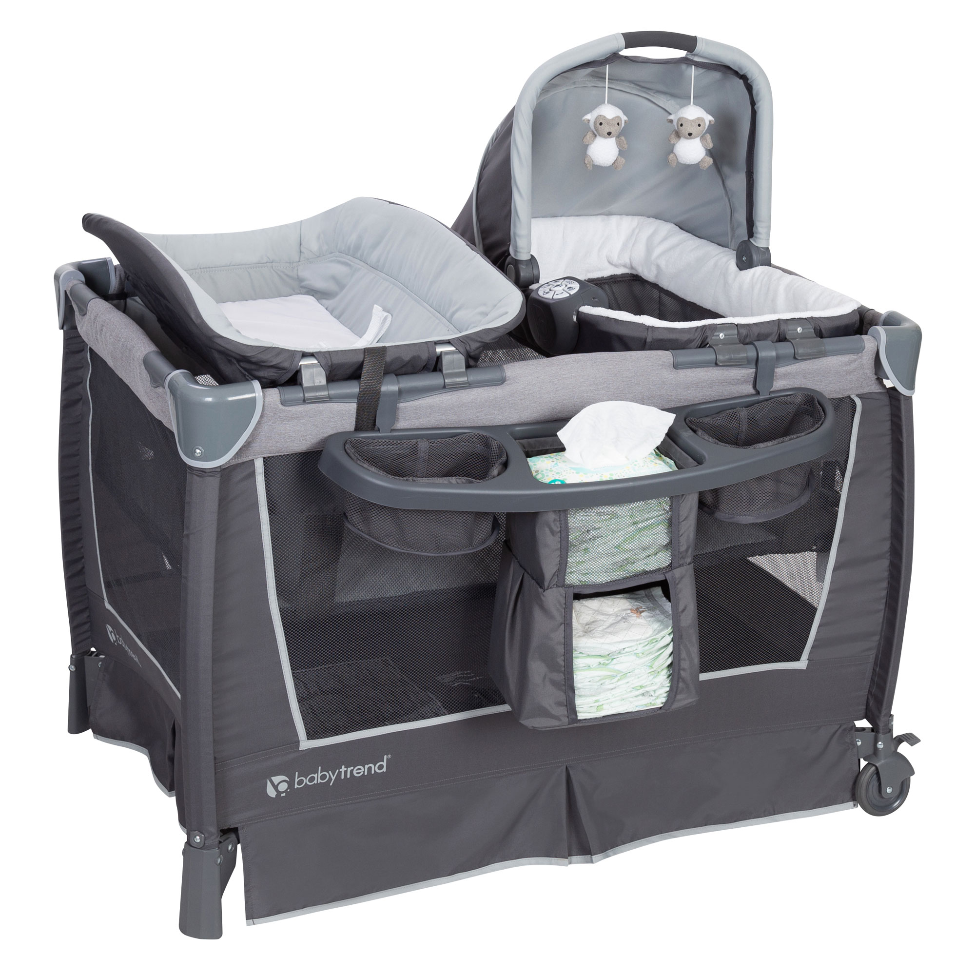 Baby Trend Retreat Nursery Center Playard with Bassinet and Travel Bag - Robin Gray - Gray - image 1 of 11