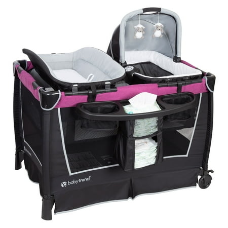 Baby Trend Retreat Portable Nursery Center Playard with Bassinet Changing Table, Purple