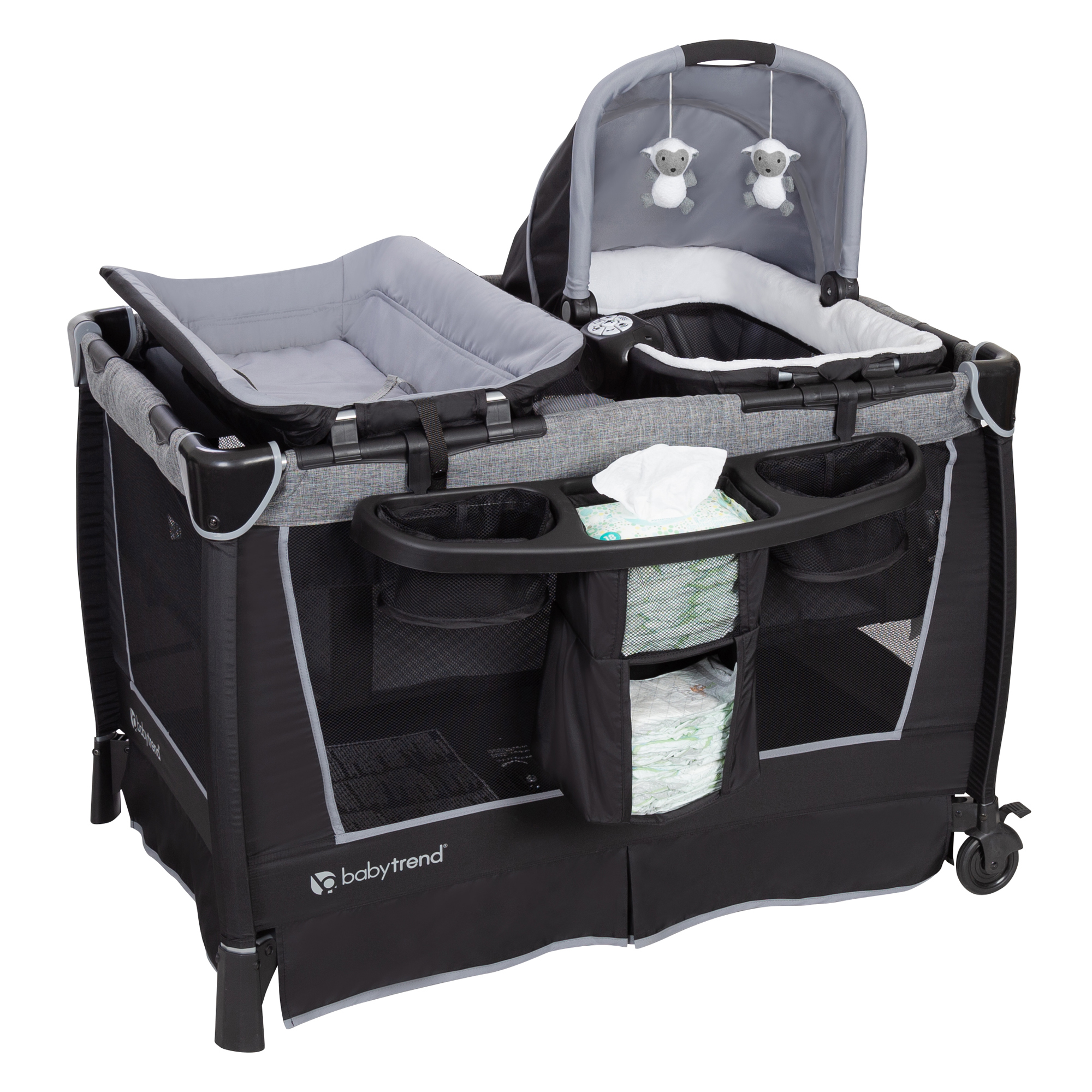 Baby Trend Simply Smart Nursery Center Playard with Bassinet and Travel Bag - Whisper Grey - image 1 of 11