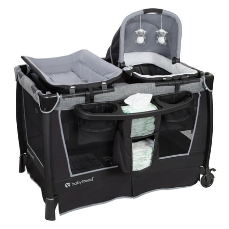 Baby Trend Simply Smart Nursery Center Playard with Bassinet and Travel Bag - Whisper Grey