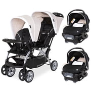 Baby Trend Double Stroller w/ Infant Car Seats, Sit N Stand & Ally 35, Khaki, Combo