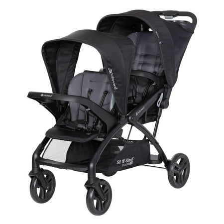 Baby Trend Sit N' Stand Double 2.0 Stroller, Dash Black with Parent Tray and Canopy