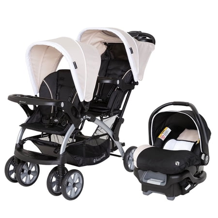 Baby Trend Infant & Toddler Double Stroller & Single Car Seat, Sit N' Stand, Khaki, Combo