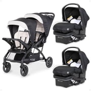 Baby Trend Sit N Stand Double Stroller with EZ-Lift Car Seat 2 Pack, Khaki