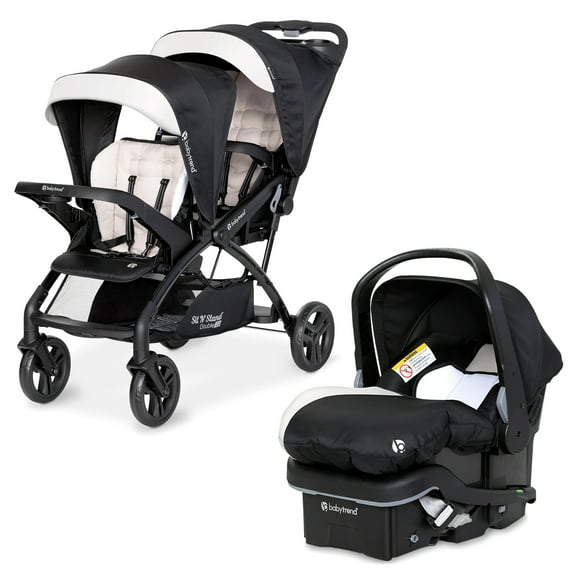 Baby Trend Double Stroller w/ Infant Car Seat, Sit N' Stand & EZ-Lift Plus, Khaki, Travel System