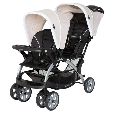 Baby Trend Sit N' Stand Easy Fold Travel Toddler Baby Double Stroller, Khaki