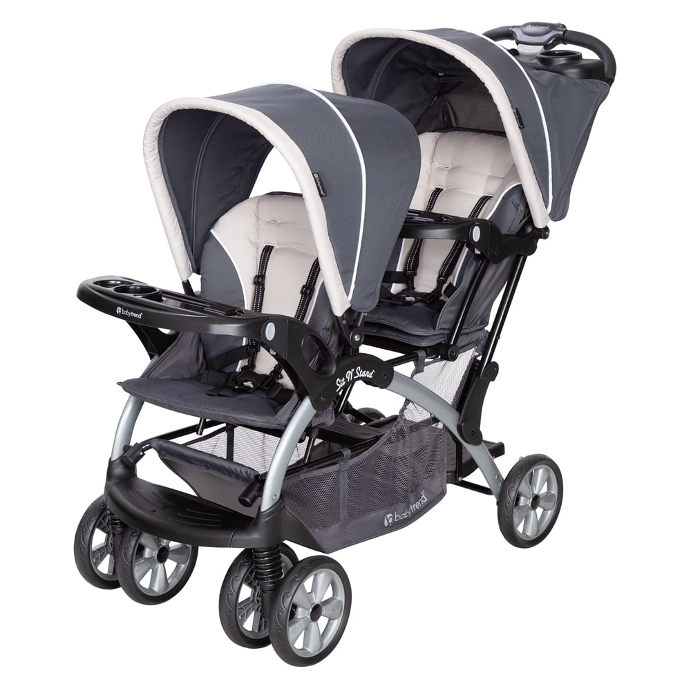 Magnolia Gray Double Tandem Stand-On Plastic Stroller