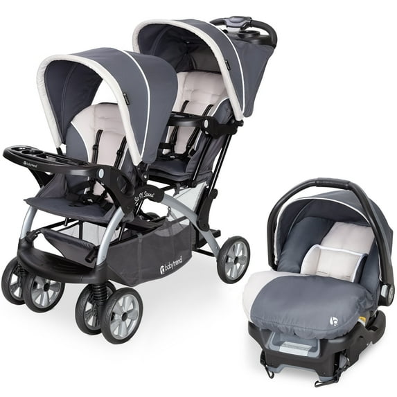 Baby Trend Sit N Stand Travel Double Baby Stroller and Car Seat Combo, Magnolia