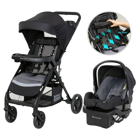 Baby Trend Sonar Seasons Travel System with EZ-Lift 35 Infant Car Seat - Journey Black - Black