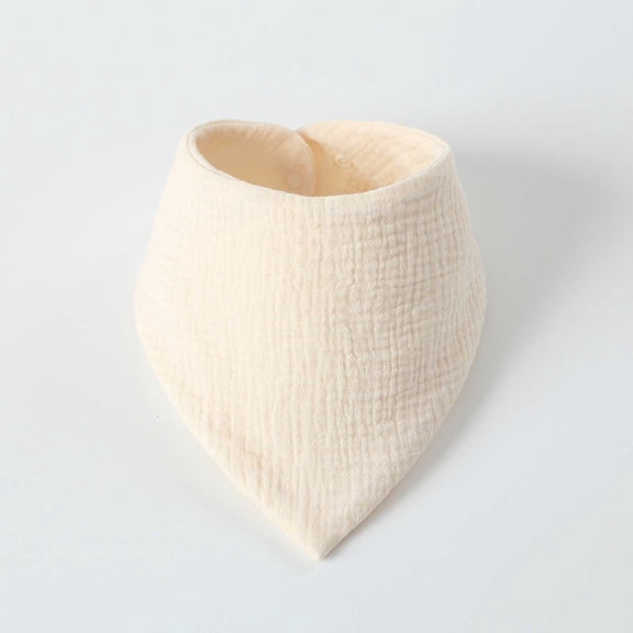 Baby Triangle Scarf Water Absorbent Spitting Up 6 Layer Snap Button Bib for 0 1 Year White One Size