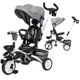 thumbnail image 1 of Baby Tricycle, 7 in 1 Folding Toddler Bike with Canopy, Rotatable Seat, Cup Holder & Storage, Trike for 1-5 Year Old, Gray, 1 of 7