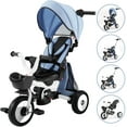 thumbnail image 1 of 4-in-1 Foldable Baby Tricycle w/Adjust Handle, Canopy & Storage,18M-5Y Blue, 1 of 7