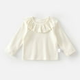 thumbnail image 1 of Baby Tshirts for Girls with Ruffles White Long Sleeve Tshirt Kids Crewneck Basic Tees Fall Clothes Girl Tops Size 4-6 Months, 1 of 8