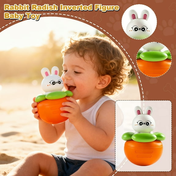 Baby Tumbler Toys, Baby Roly Poly Toy, Bunny Carrot Shaped Design, Learning Toys Babies Toys Boy Girl for Age 1 2 3 Year Old, Birthday Easter Egg Gift for Newborn Boys & Girls