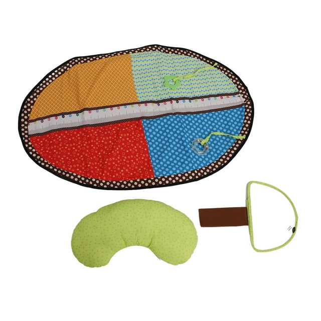 Baby Tummy Time Mirror Play Mat with Height Scale Collapsible