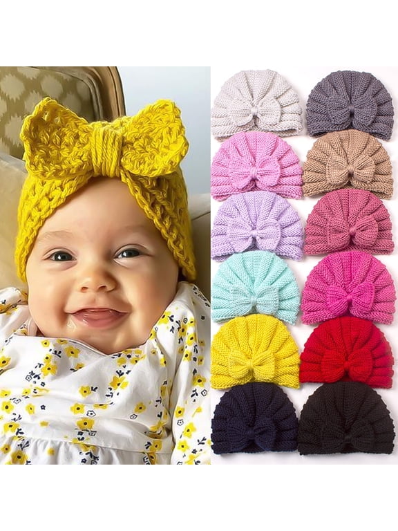 Baby Turban Big Hair Bow Baby Hat Baby Girl Soft Beanie Cap Newborn Infant Toddler Kid Headwrap
