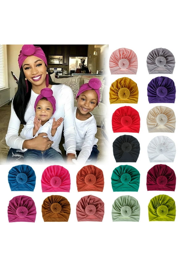 Baby Turban Bun Knot Parent-child Cap Newborn Turban Hat Girl Toddler Hat Turban Boy Nursery Beanie Infant Turban