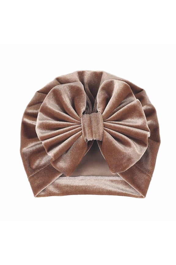 Baby Turban Hats Infant Christmas Soft Velvet Head Cover Beanies with Bowknot Winter Warm Newborn Girls Headwraps