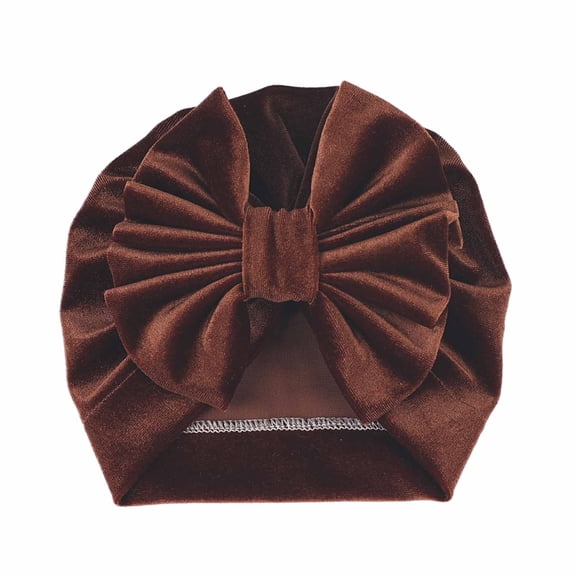 Baby Turban Hats Infant Christmas Soft Velvet Head Cover Beanies with Bowknot Winter Warm Newborn Girls Headwraps