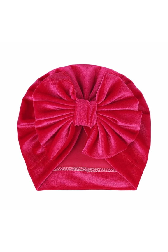 Baby Turban Hats Infant Christmas Soft Velvet Head Cover Beanies with Bowknot Winter Warm Newborn Girls Headwraps