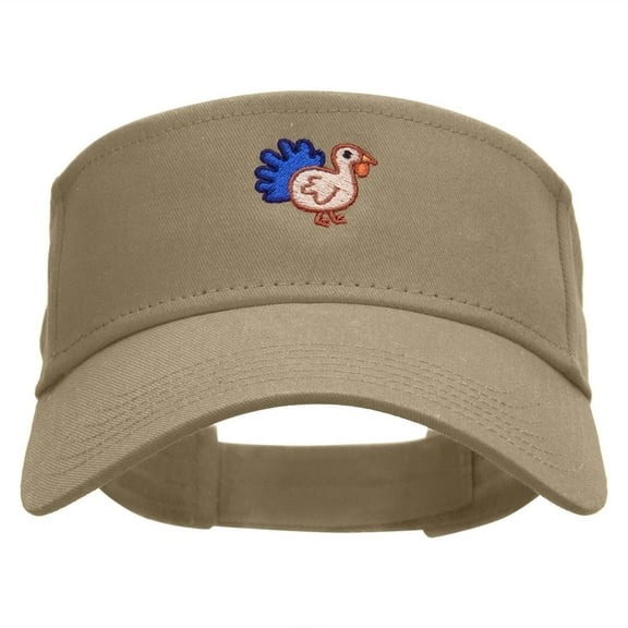 Baby Turkey Embroidered Cotton Twill Sun Visor - Khaki OSFM