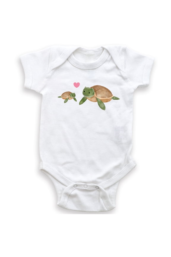 Baby Turtle with Mama Turtle - Papa Turtle - Baby Bodysuit - Unisex Clothing - Baby Boy - Baby Girl