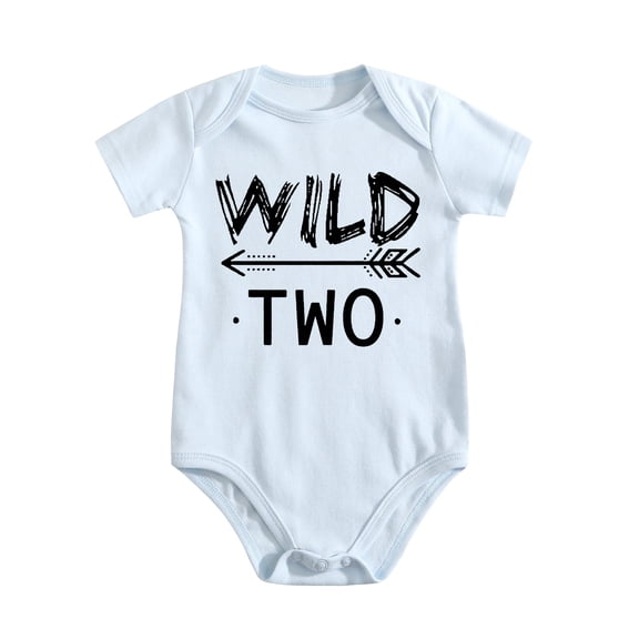 Baby Twins Bodysuit Wild One Baby Girl Outfit Boy Jumpsuits Set Baby Triplets Clothing Infant Romper Baby Blue-style-1 3-6M