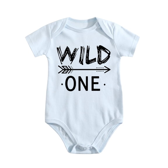 Baby Twins Bodysuit Wild One Baby Girl Outfit Boy Jumpsuits Set Baby Triplets Clothing Infant Romper Baby Blue-style 6-9M