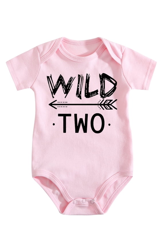 Baby Twins Bodysuit Wild One Baby Girl Outfit Boy Jumpsuits Set Baby Triplets Clothing Infant Romper Medium Pink-style-1 6-9M
