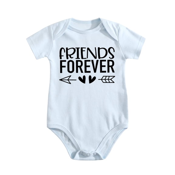 Baby Twins Bodysuits Born Together Friends Forever Newborn Baby Clothes Cute Toddler Outfits Infant Baby Blue-style-1 0-3M