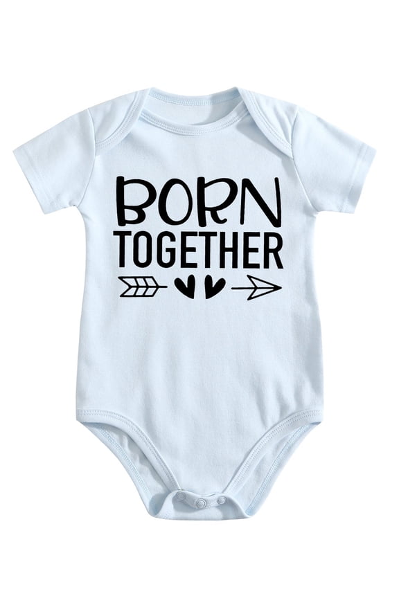 Baby Twins Bodysuits Born Together Friends Forever Newborn Baby Clothes Cute Toddler Outfits Infant Baby Blue-style 9-12M