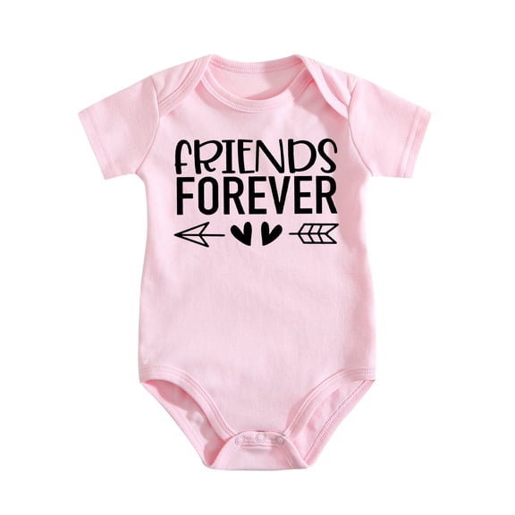 Baby Twins Bodysuits Born Together Friends Forever Newborn Baby Clothes Cute Toddler Outfits Infant Medium Pink-style-1 9-12M