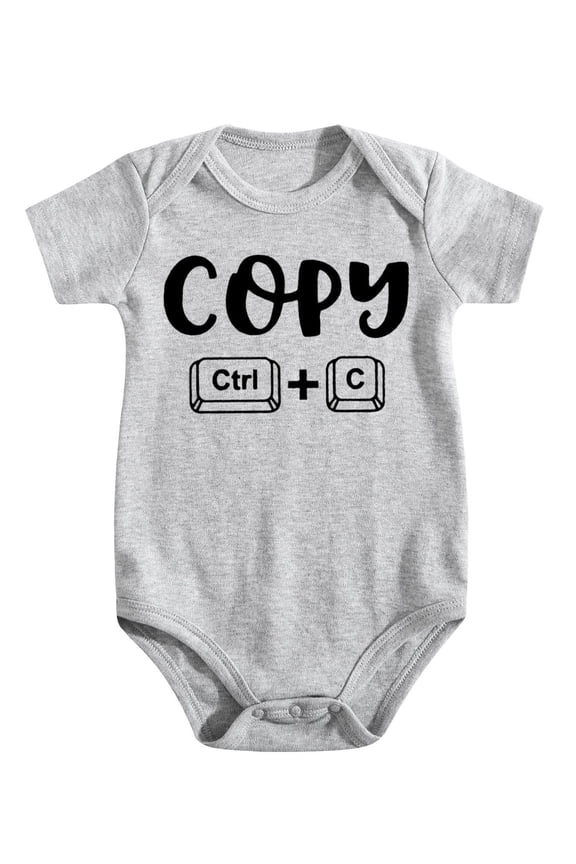 Baby Twins Bodysuits Copy Paste Newborn Baby Clothes Cute Toddler Outfits Infant Twin Unisex Romper Light Gray-style 9-12M