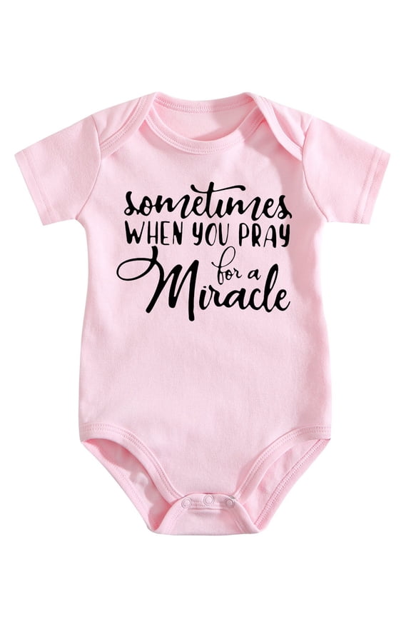 Baby Twins Bodysuits Sometimes When You Pray For A Miracle Unisex Baby Clothes Toddler Outfits Twin Medium Pink-style 9-12M