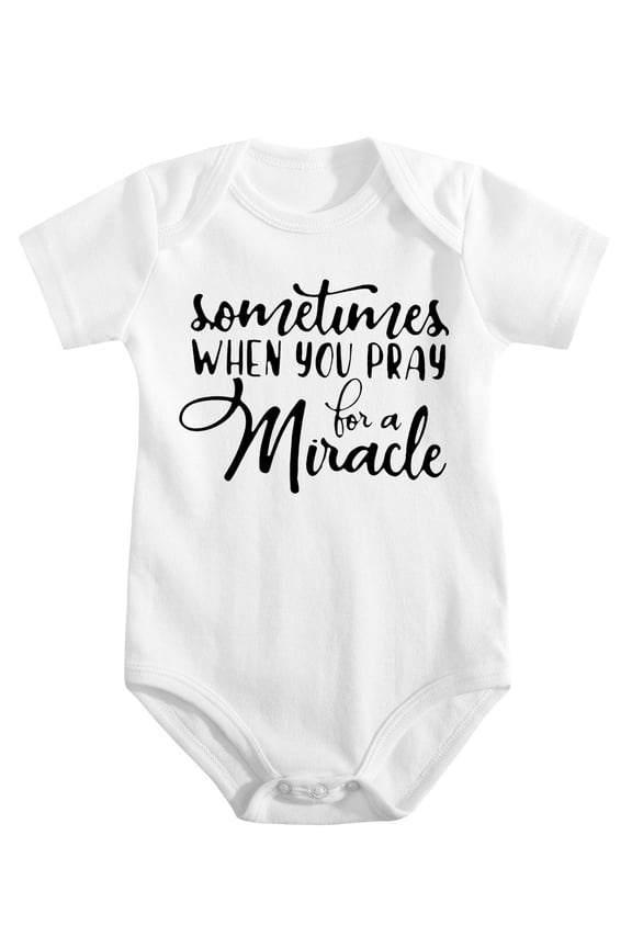 Baby Twins Bodysuits Sometimes When You Pray For A Miracle Unisex Baby Clothes Toddler Outfits Twin White-style 3-6M