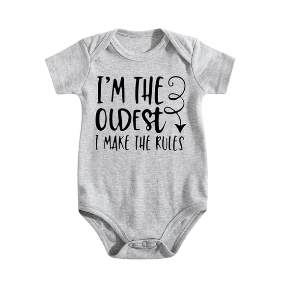 Baby Twins Bodysuits Youngest Oldest Newborn Baby Clothes Cute Toddler Outfits Infant Twin Unisex Light Gray-style-1 0-3M