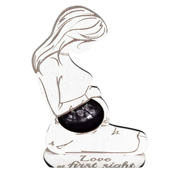 Baby Ultrasound Photo Frame, Czzoypi Engraved Wooden Sonogram Keepsake, Gender Reveal Pregnancy Announcement Gift for Shower Party