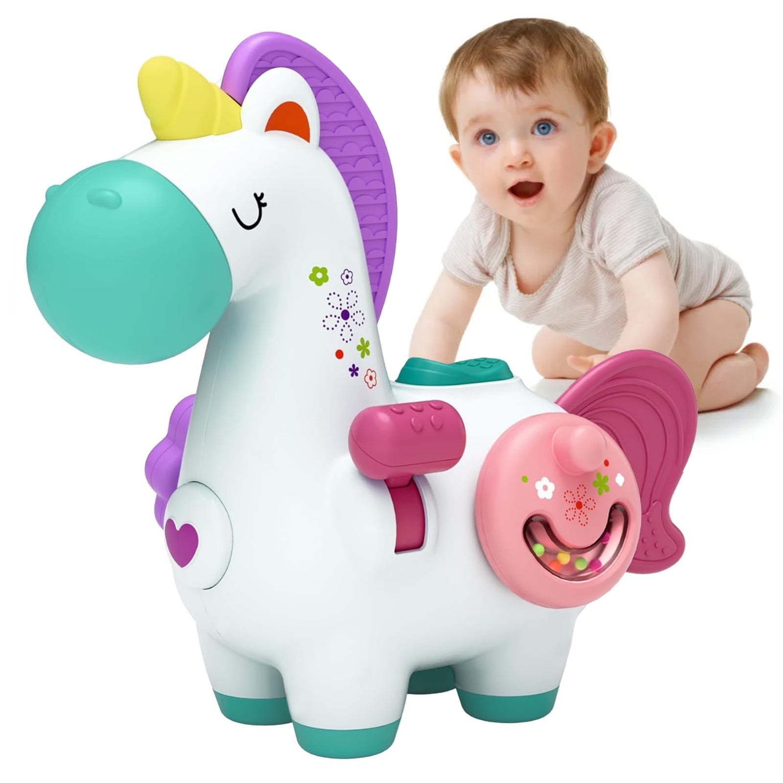Kanecdo Baby Unicorn Activity Cube, Infant Busy Cube Montessori Toy for 1 Year Old, Babies Carseat Plane Travel Toy, Toddler Sensory Development Learning Birthday Gift 6-9-12-18 Months 2 3 Year