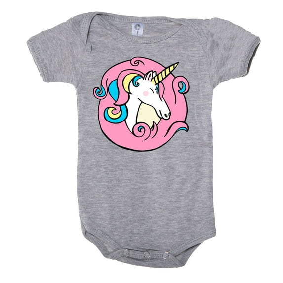 Baby Unicorn Romper, one-piece baby bodysuit, Newborn baby Jumpsuit - Deep Heather CA165Unicorn S1 18-24