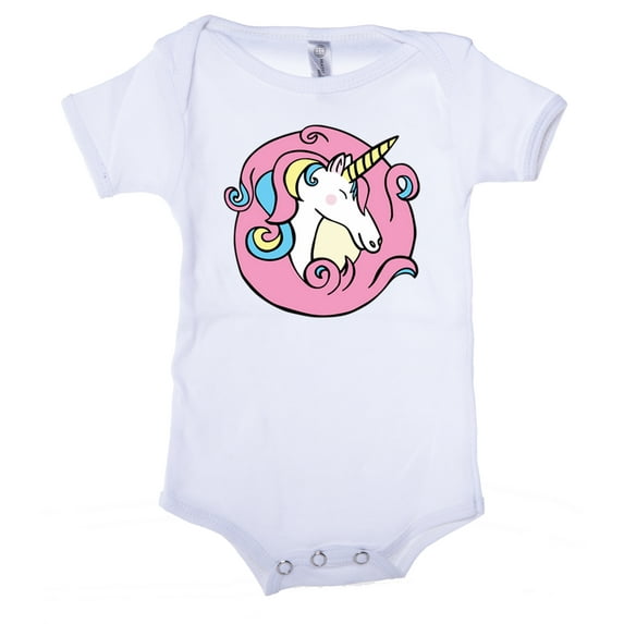 Baby Unicorn Romper, one-piece baby bodysuit, Newborn baby Jumpsuit - White CA165Unicorn S1 3-6