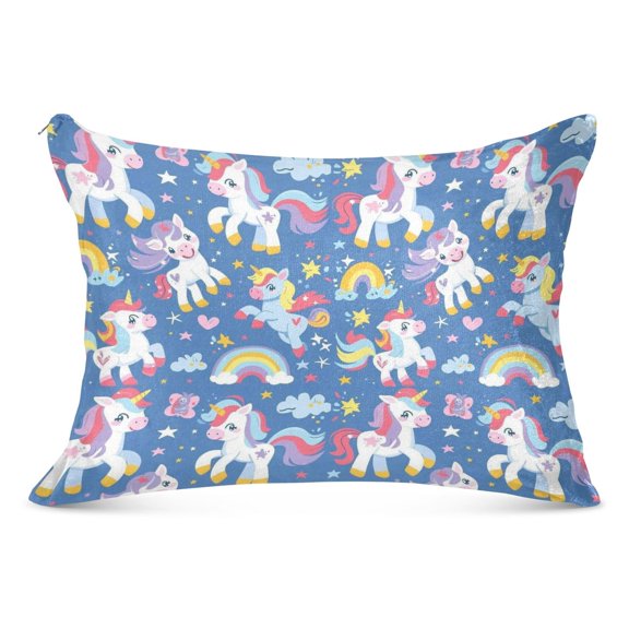 Baby Unicorns Heart Rainbow Plush Pillow Cases Standard Size Ultra Soft Warm Pillowcases with Zipper 20"x26"