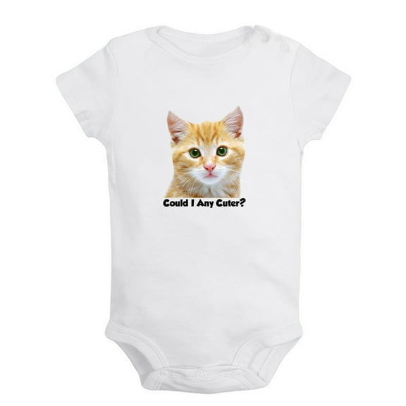 Baby Unisex Could I any Cuter Funny Rompers Newborn Baby Bodysuits Infant Jumpsuits Kids Cotton Animal Cat Graphic One-Piece Outfits