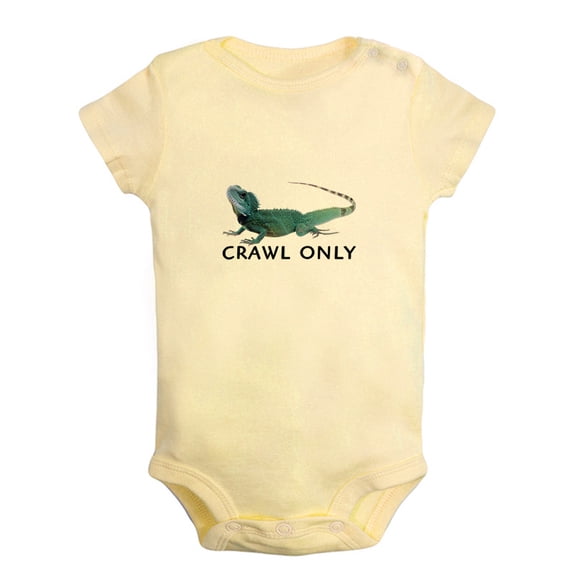 Baby Unisex Crawl Only Funny Rompers Newborn Baby Bodysuits Infant Jumpsuits Kids Cotton Animal Lizard Graphic One-Piece Outfits